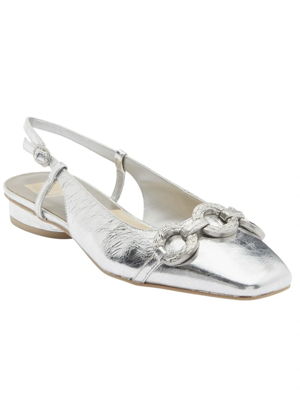 🆕{Dolce Vita} Ramano Crinkle Metallic Silver Slingback Flats